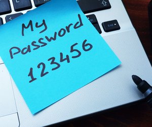 Easy Password concept. My password 123456 written on a paper.