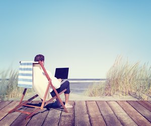Businessman Working by the Beach