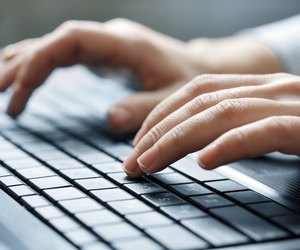typing female hands