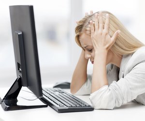 stressed woman with computer