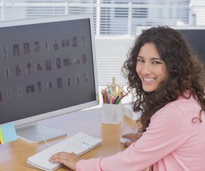 Pretty editor at her desk
