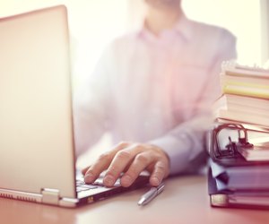 Businessman using laptop computer