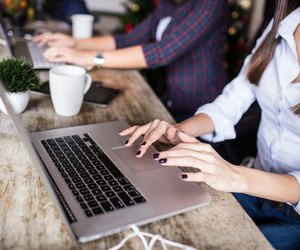 Young women working at home office or co-working space