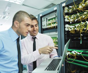 it engineers in network server room
