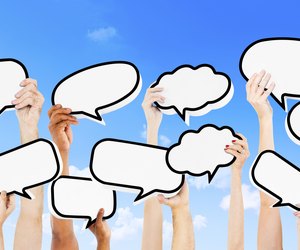 Empty Speech Bubbles Raised Outdoors
