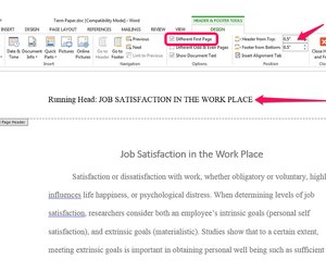 microsoft word running header with page number