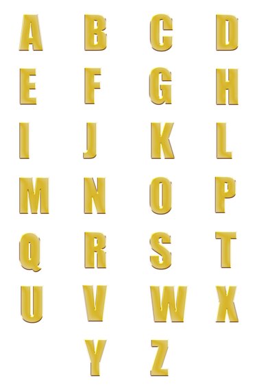 golden fonts set or collection isolated