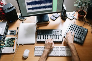 Man working in a home apartment workstudio