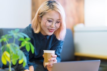 Business woman working in co-working space