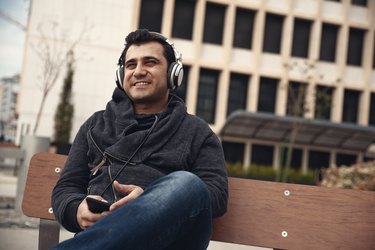 Young man listening to the music