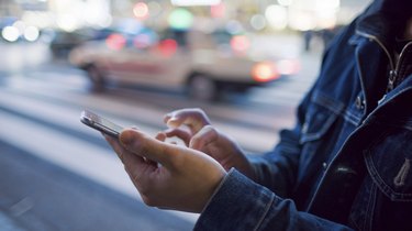 A man uses a mobile phone