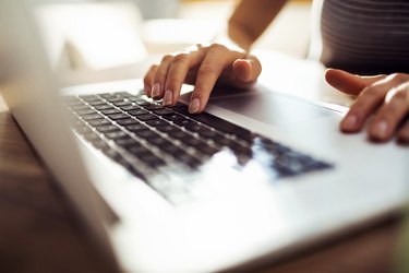 Young woman working at home