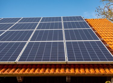 Solar roof photovoltaic panel at the house