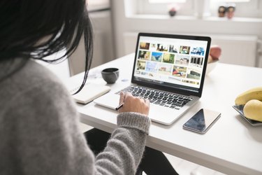 Woman using laptop