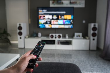 Remote Control with Television in living room