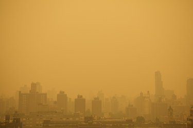 New York City Skyline - Smoke from Canadian Wildfires - Hazardous Air Quality