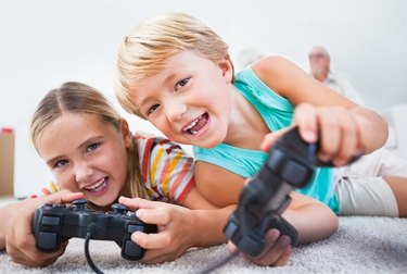 Picture of kids playing with a gaming console
