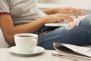 Young woman using laptop