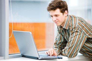 Businessman with laptop computer