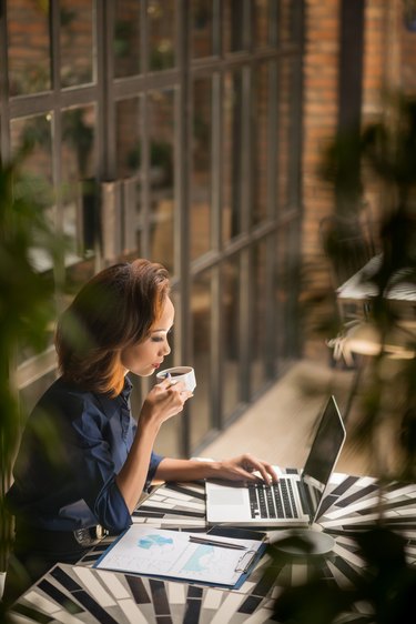 Business woman in cafe