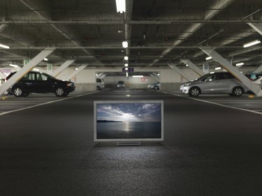 Flat TV placed in Garage