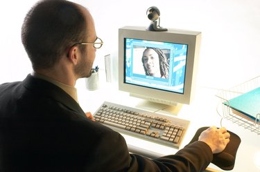 Businesspeople videoconferencing