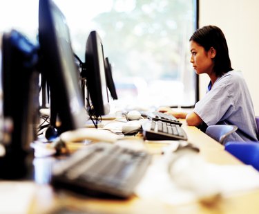 Medical student at computer