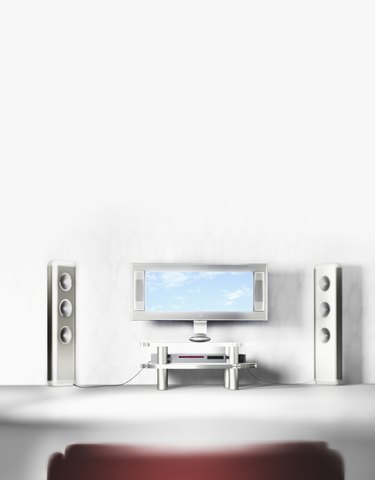 Flat screen television system with speakers
