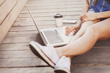 Girl using a laptop