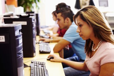 Students learning computer