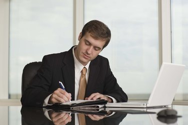 Businessman working at desk