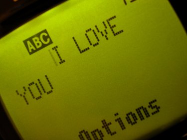 I love you on cell phone screen
