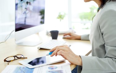 Businesswoman working on computer