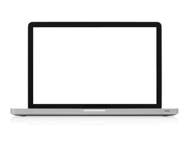 Modern Aluminum Laptop Computer White Screen w/ Clipping Path