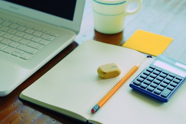 Work desk with note pad