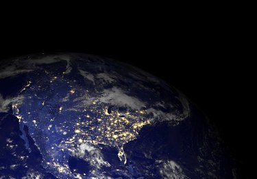 Earth from space at night. North America.