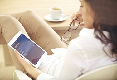 Businesswoman Examining Her Bank Investment on the Internet