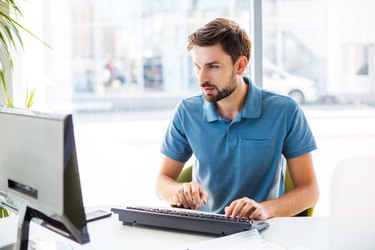 Concept for businessman in modern office