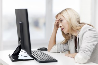 stressed woman with computer