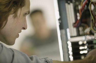 Computer technician concentrating