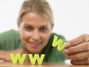 Woman with world wide web letters