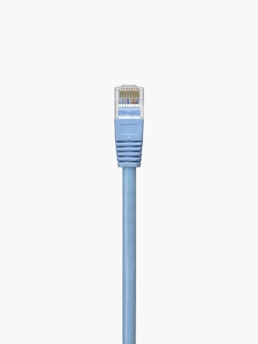 A Blue Network Cable on a White Background