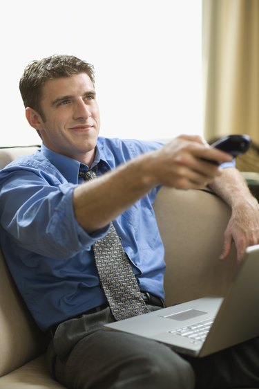 Man holding remote control