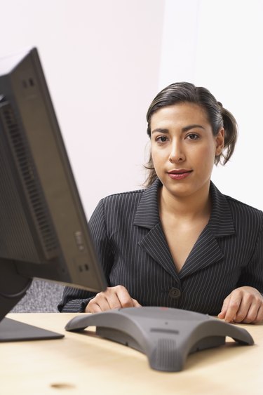 Businesswoman on a conference call