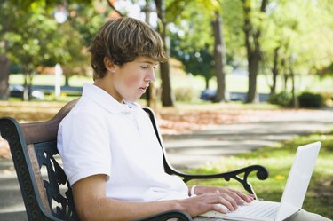 Student using a laptop