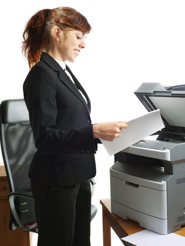 Business lady with a printer