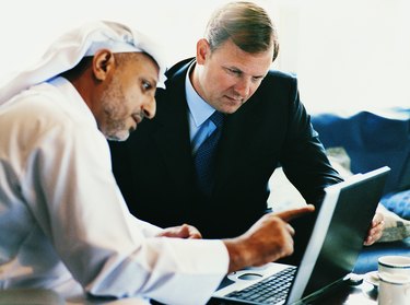 Two Businessmen Working at a Laptop