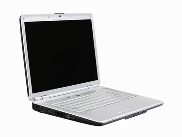 Silver laptop, side angle view