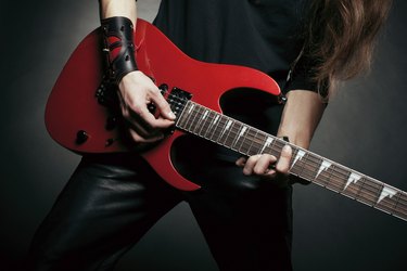 Hands of guitarist