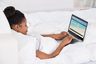 Woman Watching Video On Laptop
